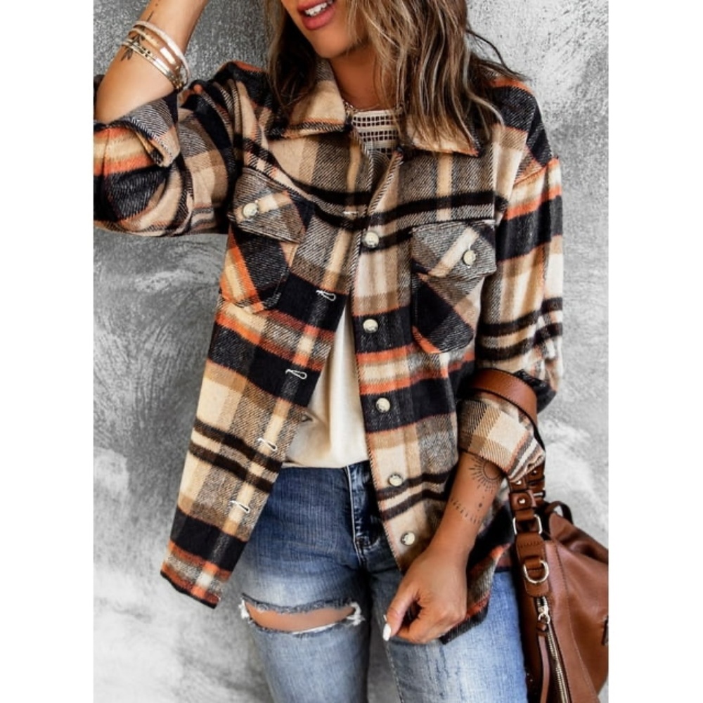 SundayUp Mod Boutique Luna Plaid Flannel Shirt/ Jacket Medium